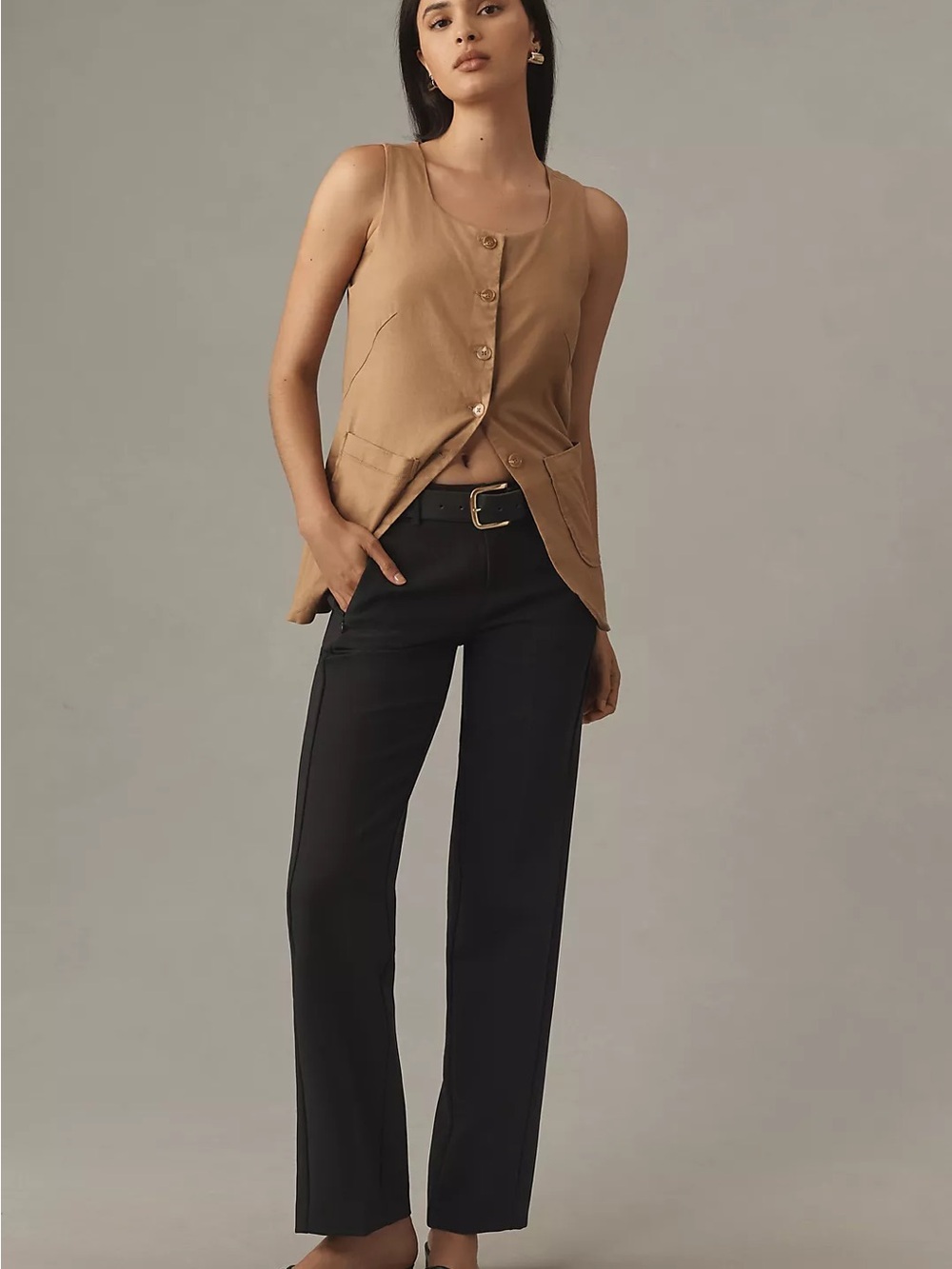 Maeve Black Tall Straight-Leg Dress Pants